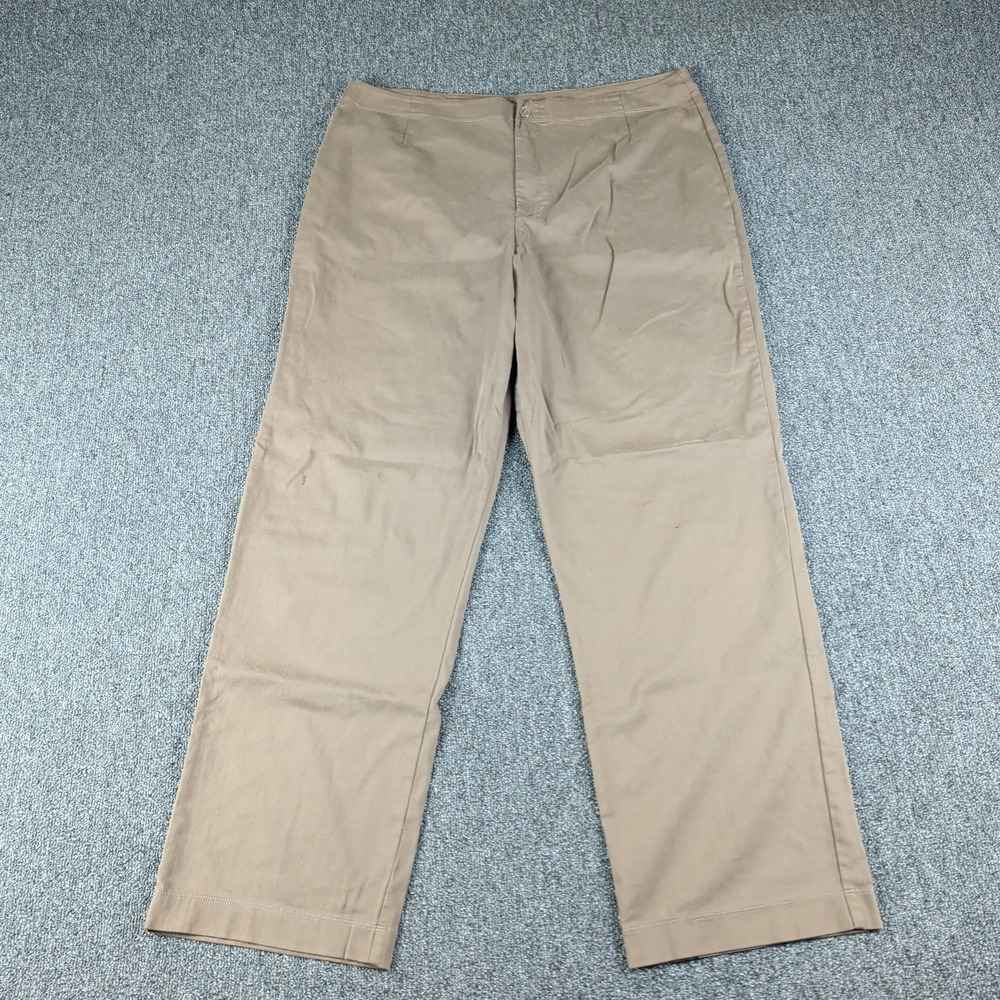 Chico's Design Size 3 Women Tan Khaki Straight Leg Stretch Trousers Pants — photo 2